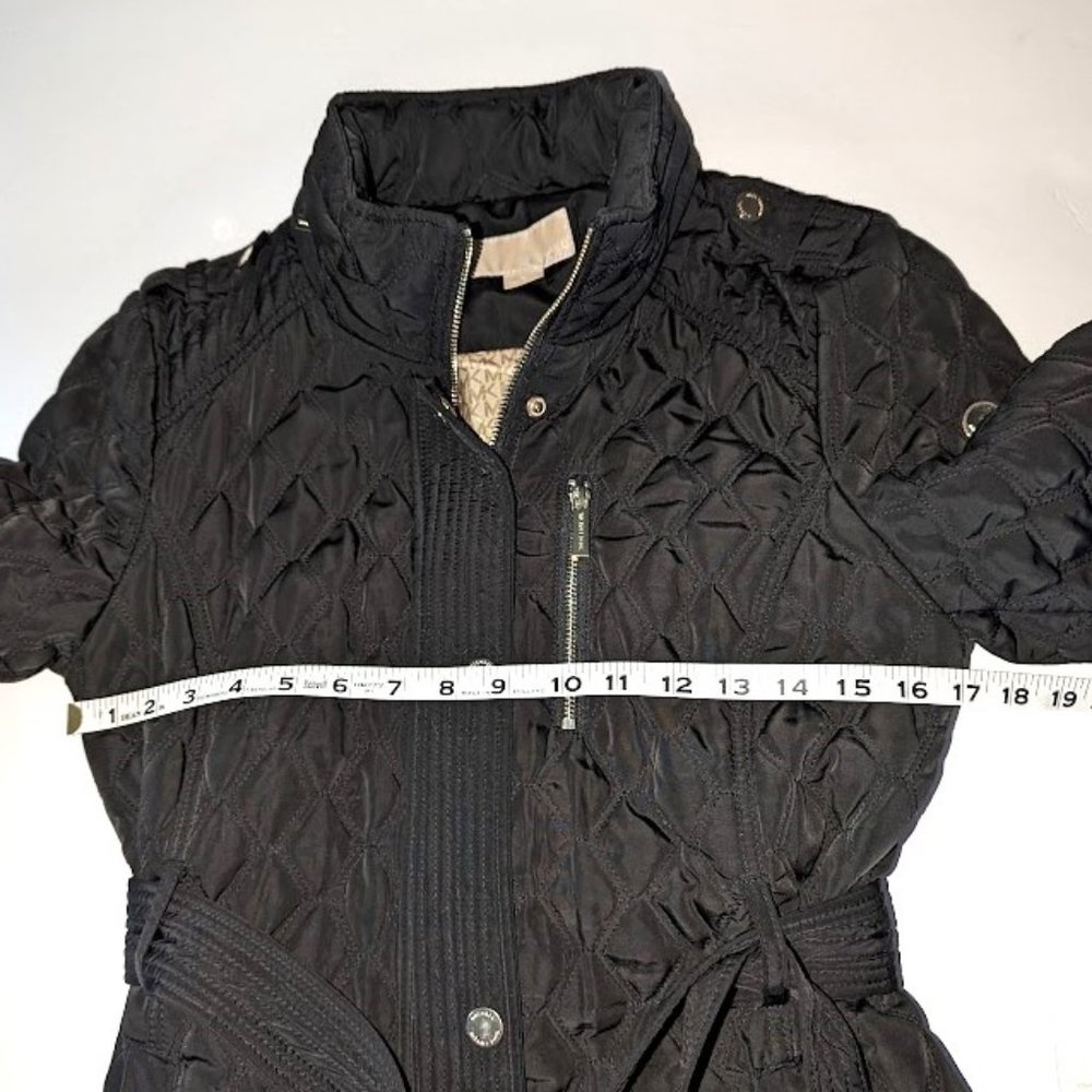 Michael Michael Kors Black Lined Quilted Removable Hooded Belted Coat Women PL - Picture 9 of 12